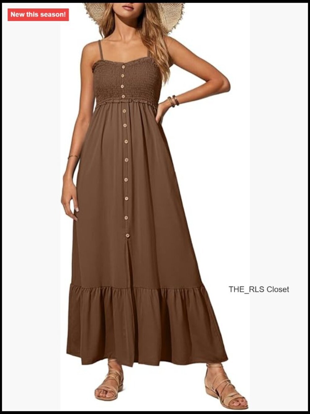 Sleeveless Spaghetti Strap Smocked Maxi Dress with Pockets